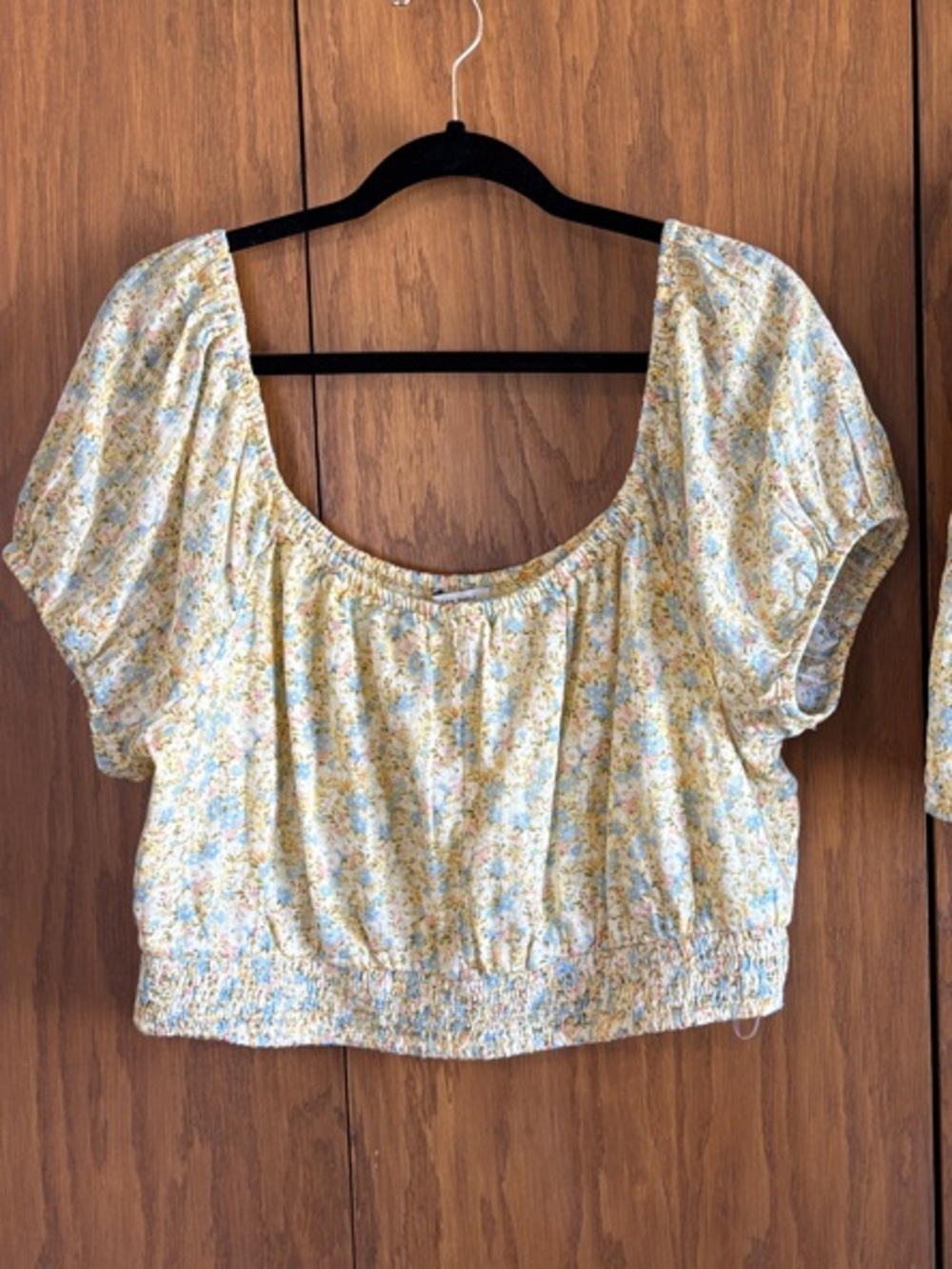American Eagle Outfitters Yellow Floral Two-Piece Crop Top and Skort Set